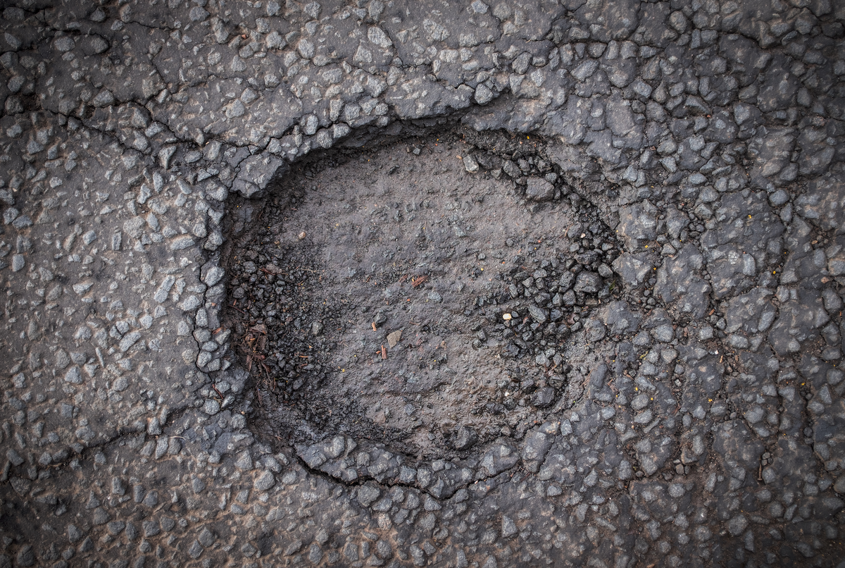 pothole in asphalt